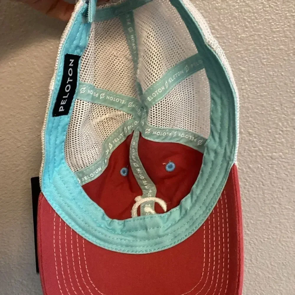NWT- Peloton color block hat- maroon and blue